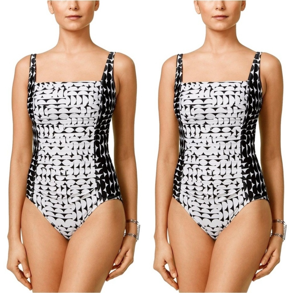 CALVIN KLEIN SOLID PLEAT ONE PIECE SWIMSUI…